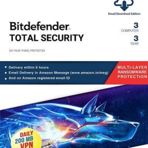 Bitdefender - 3 Computer,3 Years - Total Security | Windows | Latest Version | Email Delivery in 2 Hours- No CD |